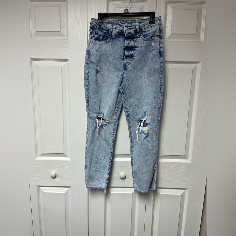 Old Navy distressed denim with ankle slit, size 10 petite